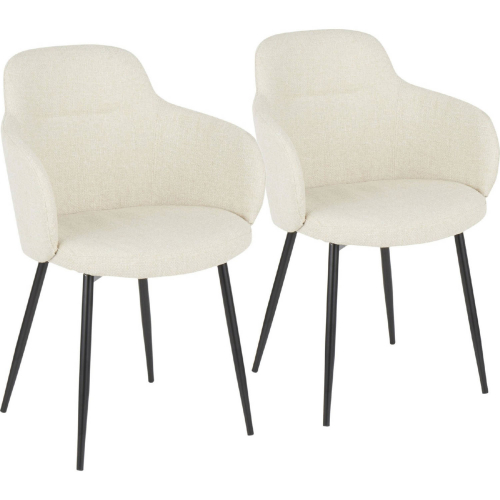 Boyne Dining Accent Chair in Black Metal & Cream Fabric (Set of 2)